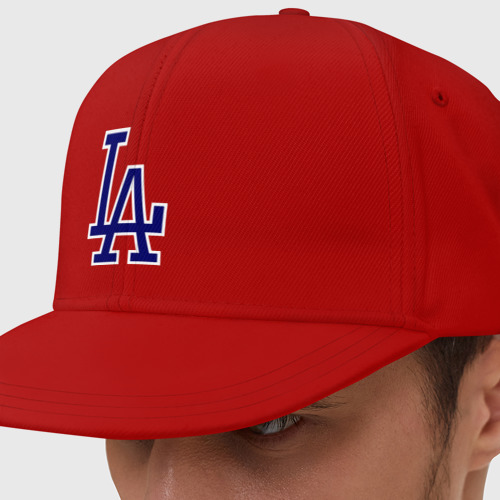 Кепка снепбек с прямым козырьком Los Angeles Dodgers logo, цвет красный