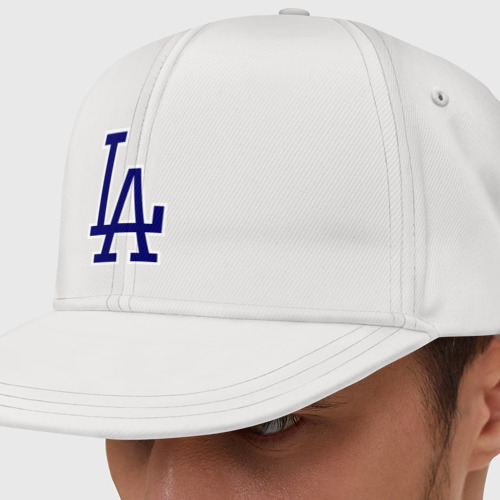 Кепка снепбек с прямым козырьком с принтом Los Angeles Dodgers logo, вид спереди №1
