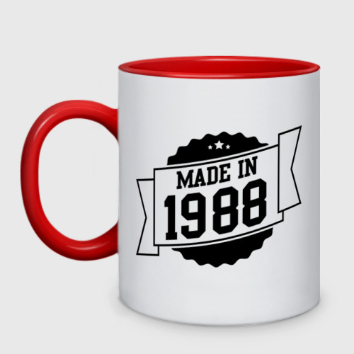 Кружка двухцветная Made in 1988, цвет белый + красный