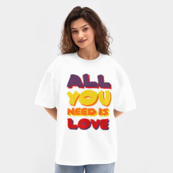 Женская футболка Oversize хлопок texturе All u Need is love - фото 2