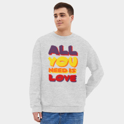 Мужской свитшот oversize без начеса хлопок All u Need is love - фото 2