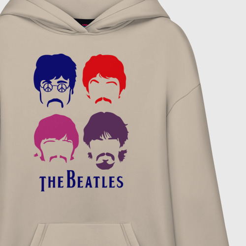 Худи SuperOversize хлопок The Beatles faces, цвет миндальный - фото 3