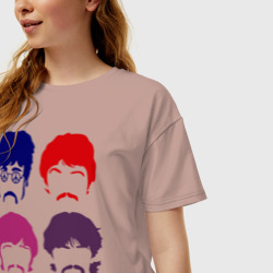 Женская футболка хлопок Oversize The Beatles faces - фото 2