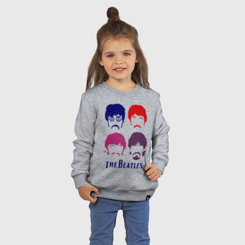 Детский свитшот хлопок The Beatles faces, цвет меланж - фото 3