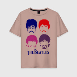 Женская футболка хлопок Oversize The Beatles faces