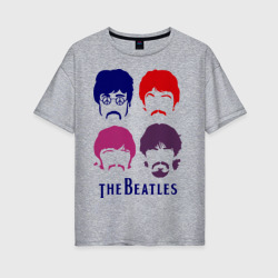 Женская футболка хлопок Oversize The Beatles faces