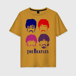 Женская футболка хлопок Oversize The Beatles faces