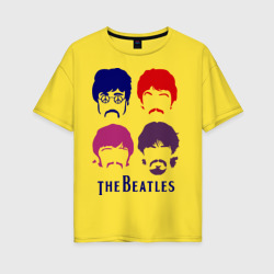 Женская футболка хлопок Oversize The Beatles faces