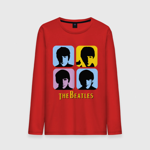 Мужской лонгслив хлопок The Beatles pop art, цвет красный