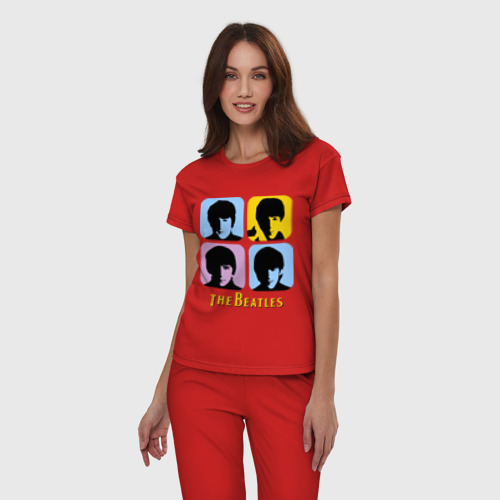 Женская пижама хлопок The Beatles pop art, цвет красный - фото 3