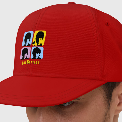 Кепка снепбек с прямым козырьком The Beatles pop art, цвет красный