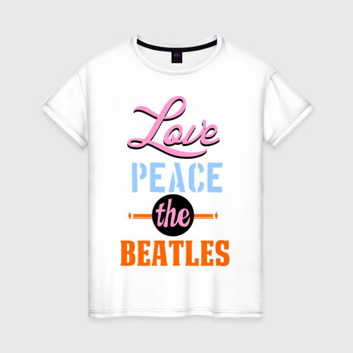 Женская футболка хлопок Love peace the Beatles