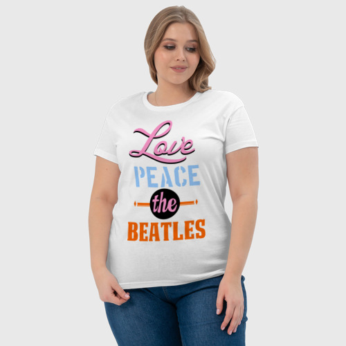 Женская футболка хлопок Love peace the Beatles - фото 6