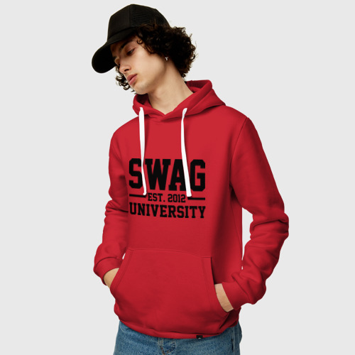 Мужская толстовка хлопок Swag University, цвет красный - фото 3