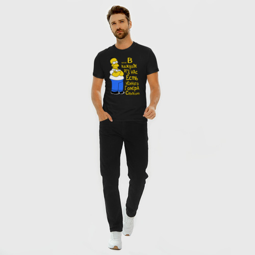 Мужская футболка хлопок Slim Гомер в каждом из нас, цвет черный - фото 5