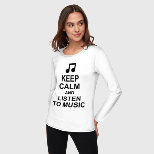 Женский лонгслив хлопок Keep calm and listen to music - фото 3