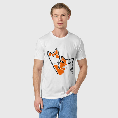 Мужская футболка хлопок Рокерский котейка - фото 3