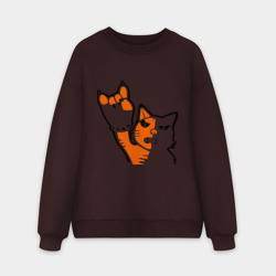 Мужской свитшот oversize без начеса хлопок Рокерский котейка