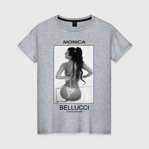 Женская футболка хлопок с принтом Моника Беллучи, вид спереди #2