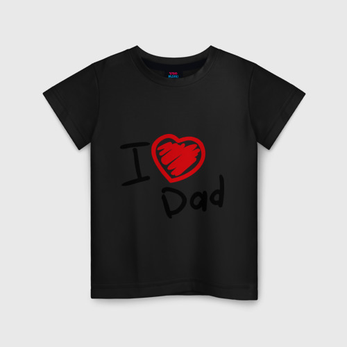 Детская футболка хлопок love dad, цвет черный