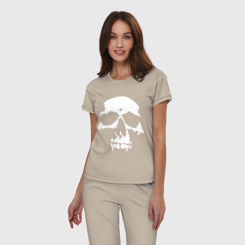 Женская пижама хлопок Skull череп, цвет миндальный - фото 3