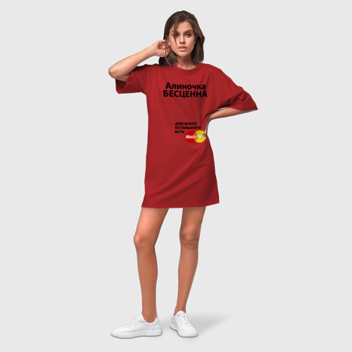 Платье-футболка хлопок Алиночка бесценна, цвет красный - фото 3
