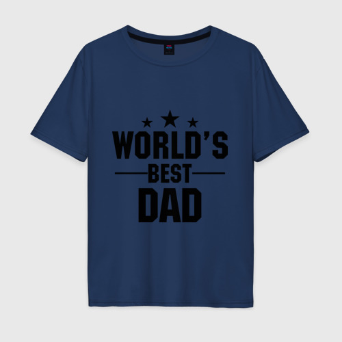 Мужская футболка хлопок Oversize World\'s best daddy, цвет темно-синий