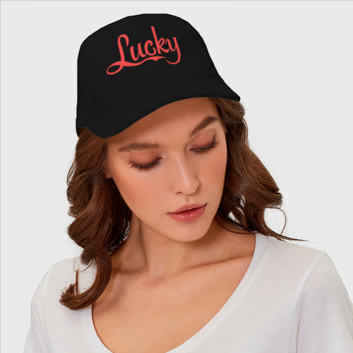 Бейсболка Lucky logo, цвет черный - фото 4