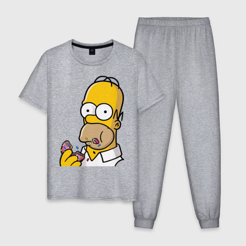 Мужская пижама хлопок Гомер с Пончиком, цвет меланж