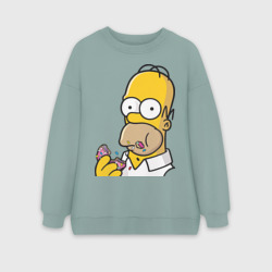 Женский свитшот oversize без начеса хлопок Гомер с Пончиком
