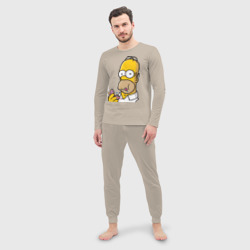 Мужская пижама с лонгсливом хлопок Гомер с Пончиком - фото 2