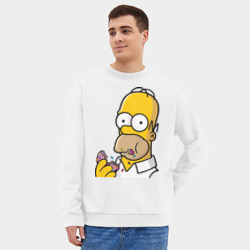Мужской свитшот oversize без начеса хлопок Гомер с Пончиком - фото 2
