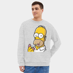 Мужской свитшот oversize без начеса хлопок Гомер с Пончиком - фото 2