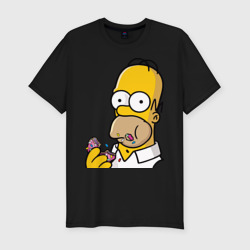 Гомер с Пончиком – Мужская футболка хлопок Slim с принтом купить