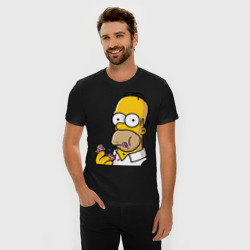 Мужская футболка хлопок Slim Гомер с Пончиком - фото 2
