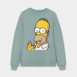 Мужской свитшот oversize без начеса хлопок Гомер с Пончиком