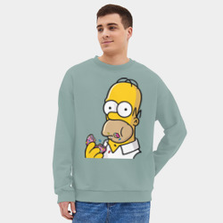 Мужской свитшот oversize без начеса хлопок Гомер с Пончиком - фото 2