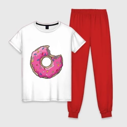 Женская пижама с белой футболкой хлопок Пончик Гомера