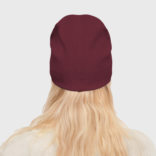 Женская шапка демисезонная Грустный маньяк, цвет меланж-бордовый - фото 4