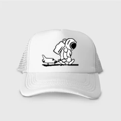 Кепка тракер с сеткой Ребенок космонавт с шаттлом грустный