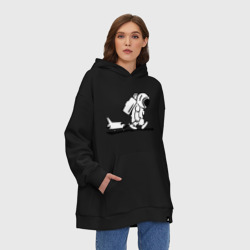 Худи SuperOversize хлопок Ребенок космонавт с шаттлом грустный - фото 2