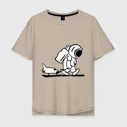 Мужская футболка хлопок Oversize Ребенок космонавт с шаттлом