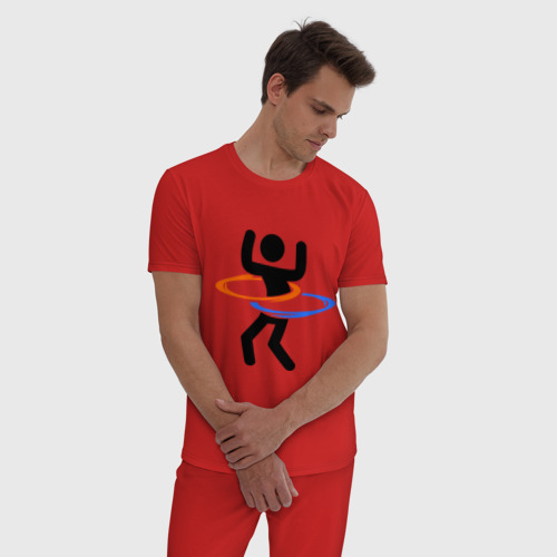 Мужская пижама хлопок Portal Портал хулахуп, цвет красный - фото 3