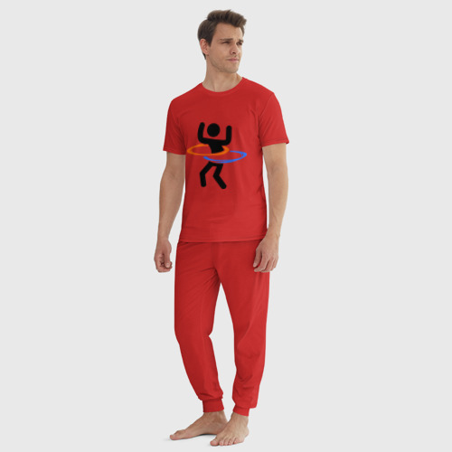 Мужская пижама хлопок Portal Портал хулахуп, цвет красный - фото 5