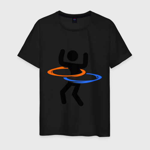 Мужская футболка хлопок Portal Портал хулахуп, цвет черный