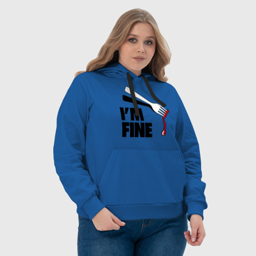 Женская толстовка хлопок I\'m Fine Fork, цвет синий - фото 6