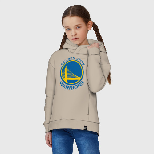 Детское худи Oversize хлопок Golden state Warriors, цвет миндальный - фото 3