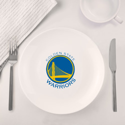 Набор: тарелка кружка с принтом Golden state Warriors для любого человека, вид спереди №4. Цвет основы: белый