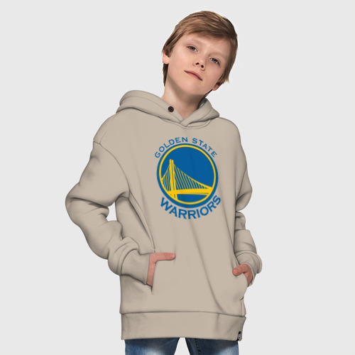 Детское худи Oversize хлопок Golden state Warriors, цвет миндальный - фото 9