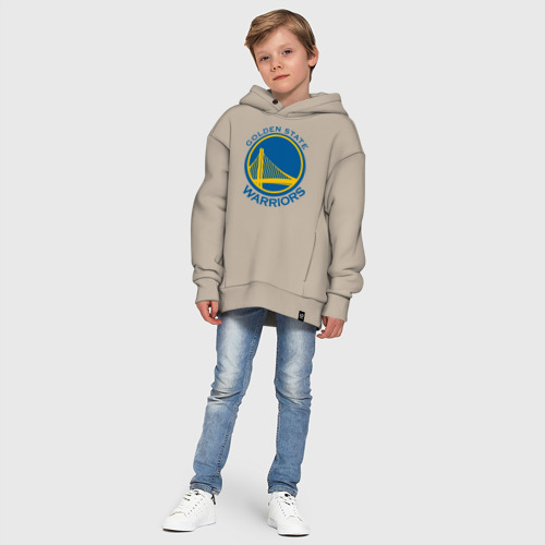 Детское худи Oversize хлопок Golden state Warriors, цвет миндальный - фото 11